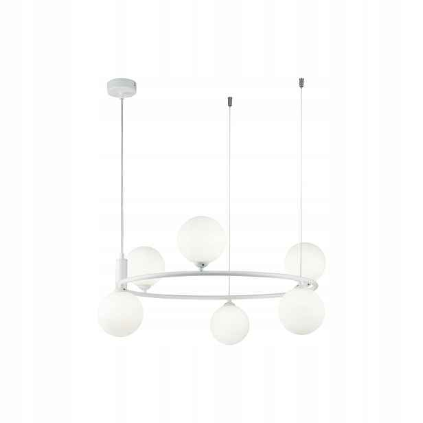 Závěsná lampa lustr horizontální kulatý bílý skleněný bílý kulový Maytoni