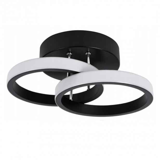 Závěsné Stropní Svítidlo Černá Stropní Svítidlo Led Loft 2 Kruhy 25 CM Neutrální Barva