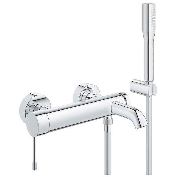 Baterie vanová nástěnná Grohe Essence 150 mm, chrom s přepínačem a sprchovým setem 25249001