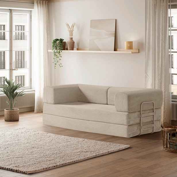 Livetastic ROZKLÁDACÍ POHOVKA, textil, krémová