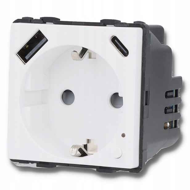 Schuko zásuvka bez kolíku pro měření energie ZigBee Usb A+c bílá DC Smart Home