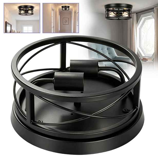 Stropní Svítidlo Černá, Moderní Kulatá Lampa Do Obývacího Pokoje Kuchyňské Ložnice