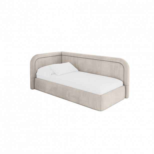 ALTDECOR JEDNOLŮŽKOVÁ POSTEL pro mládež s úložným prostorem a matrací H3/H4, vpravo - JOVY 80x200 béžová