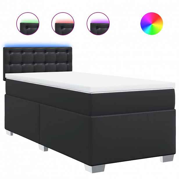 vidaXL Box spring postel s matrací černá 80 x 200 cm umělá kůže