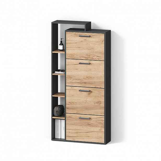 Livinity® BOTNÍK Ortello Zlatý dub power/antracit 80 x 166.1 cm se 4 přihrádkami