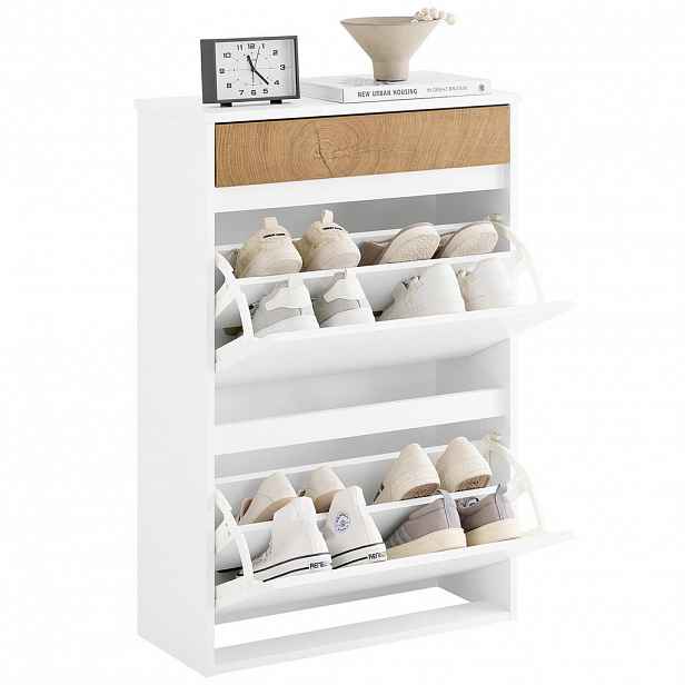 SoBuy ZÁSUVKOVÝ BOTNÍK Bílá 61x25x91cm Nordický