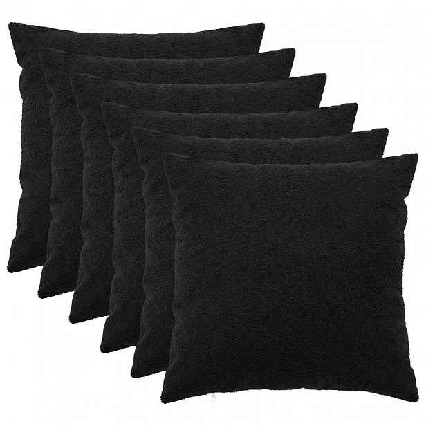 vidaXL Povlak na polštář 6 pcs HEERLEN Černá 55 x 55 cm Bouclé