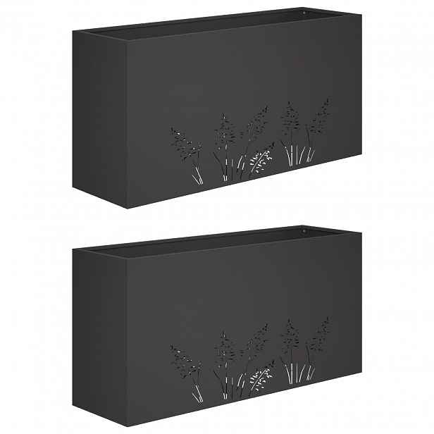 vidaXL Zahradní pěstebník 2 ks Černá 100 x 20 x 49 cm