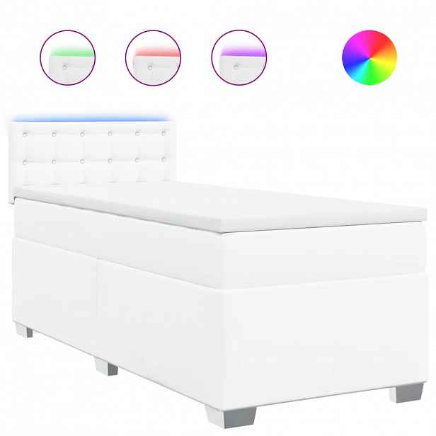 vidaXL Box spring postel s matrací bílá 80 x 200 cm umělá kůže