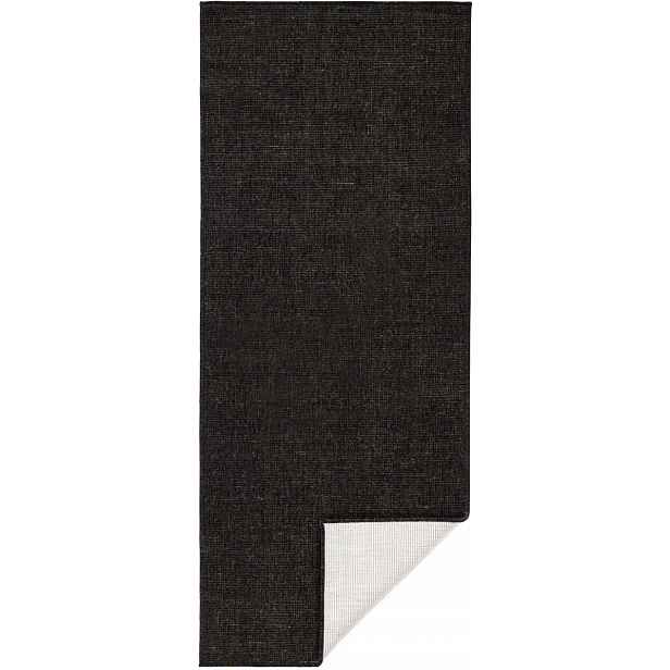 Koberec Běhoun černo krémový na terasu, provázkový 80x350 cm