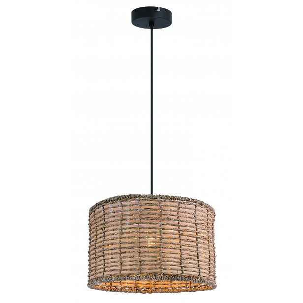 Bismila závěsná lampa černá matná do obývacího pokoje předsíně Abažur bambus hnědá