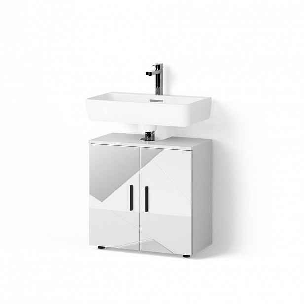 Livinity® ZÁKLADNÍ SKŘÍŇKA POD UMYVADLO Ronco Bílý vysoký lesk s vložkami 60 x 59 cm