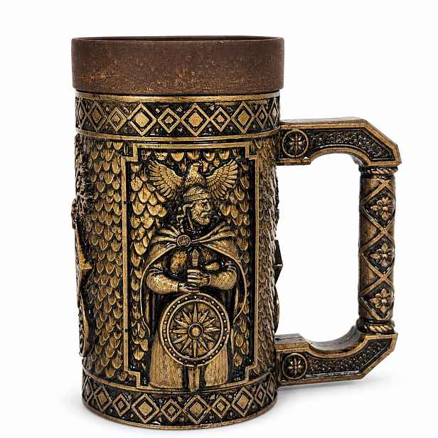Pivní krýgl 500 ml slovanský motiv džbán na pivo bronzový polystone