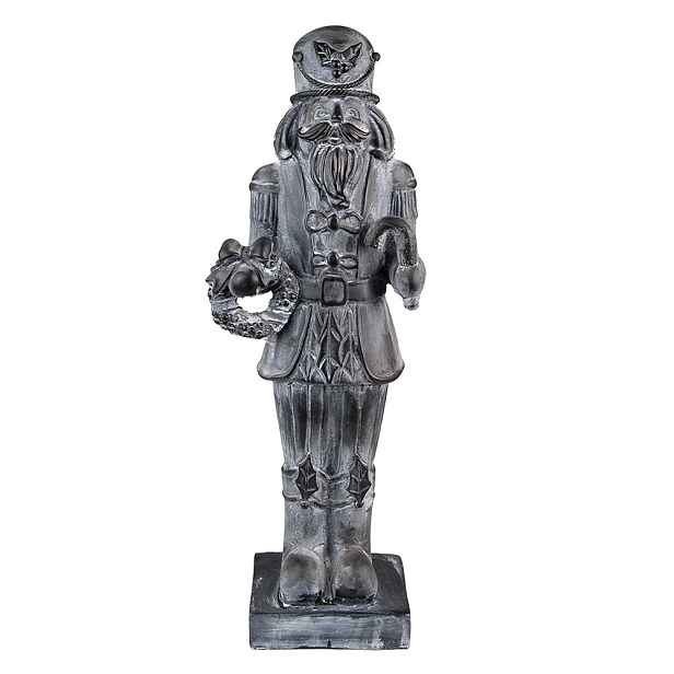 Šedá antik dekorace Louskáček s věnečkem I - 15*11*47 cm Clayre & Eef