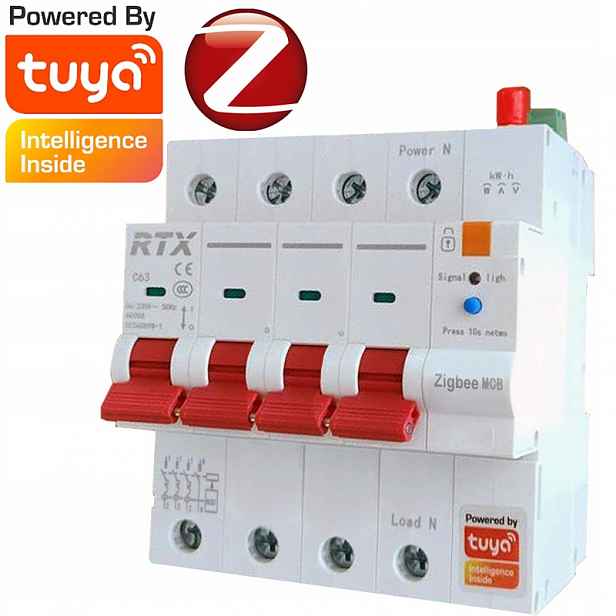 Třífázový jistič s nastavitelným proudem 2 63A Zigbee Tuya #Měřič spotřeby energie