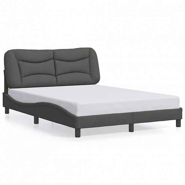 vidaXL Rám postele bez matrace Hvar tmavě šedý 140 x 190 cm textil