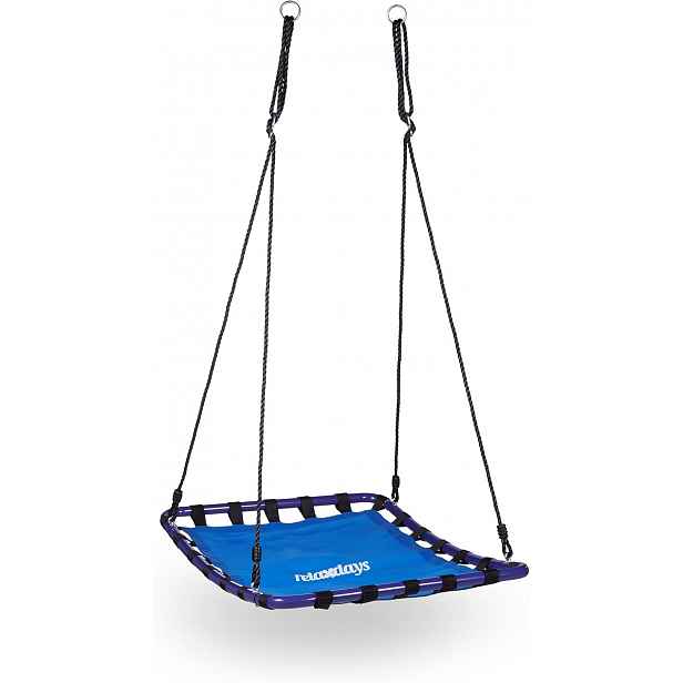 Zahraadní Houpačka Čtvercová 100 Kg Kovová Konstrukce Modro-černá