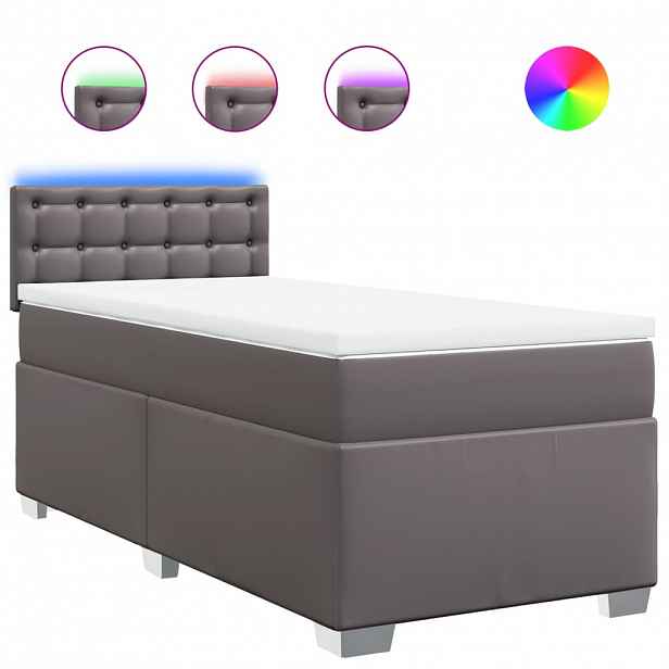 vidaXL Box spring postel s matrací šedá 80 x 200 cm umělá kůže