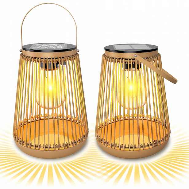 2x Zahradní solární Led lampy IP65 Závěsné lucerny Retro Teplé světlo