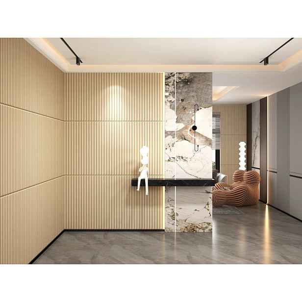 Hcs deco Samolepicí 3D dekorace za postel béžová koženka