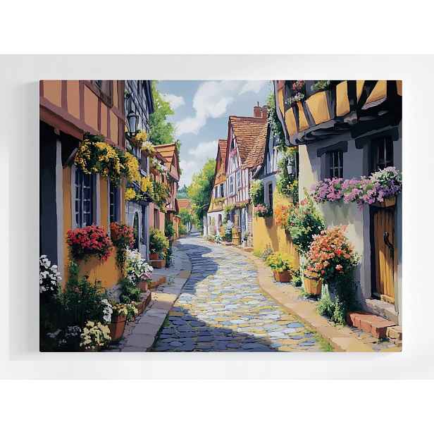 Plakát Město Šachulcové Domy Bruk Ulička Květiny 100x75