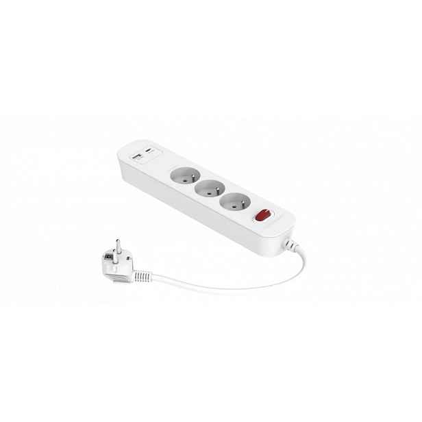 Prodlužovací přívod 24205 3x zásuvka+2xusb, 1,5 m šedý