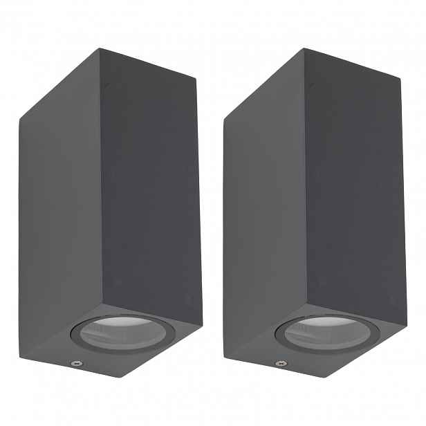 Tk Lighting Sada 2 x nástěnné svítidlo Fasádní svítidlo IP44 Kov Šedá 2 Zdroje