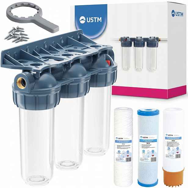 Předfiltr Na Vodu Tělo Krytu 3/4" 3-STUPŇOVÝ Ustm Set Náplně
