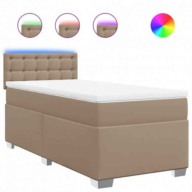 vidaXL Box spring postel s matrací cappuccino 80 x 200 cm umělá kůže