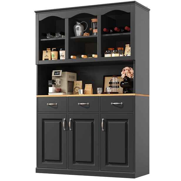 Modenvie BUFFET skříň z MDF, 120/40/180 cm, černá s LED osvětlením
