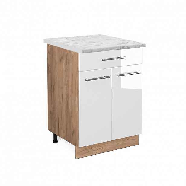 Vicco SPODNÍ SKŘÍŇKA KUCHYŇSKÉ LINKY Fame-Line Bílá vysoký lesk 60 cm se zásuvkou, PD Mramor