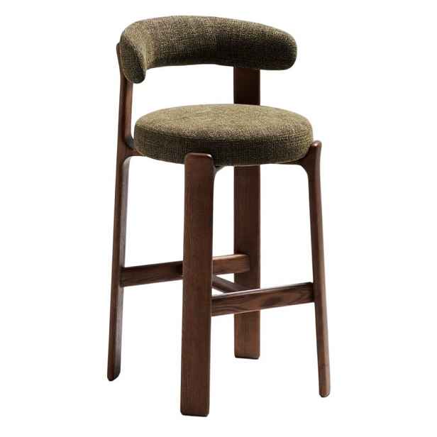 Zelená/v tmavě přírodní barvě barová židle z jasanového dřeva (výška sedáku 75 cm) Granite – Kave Home
