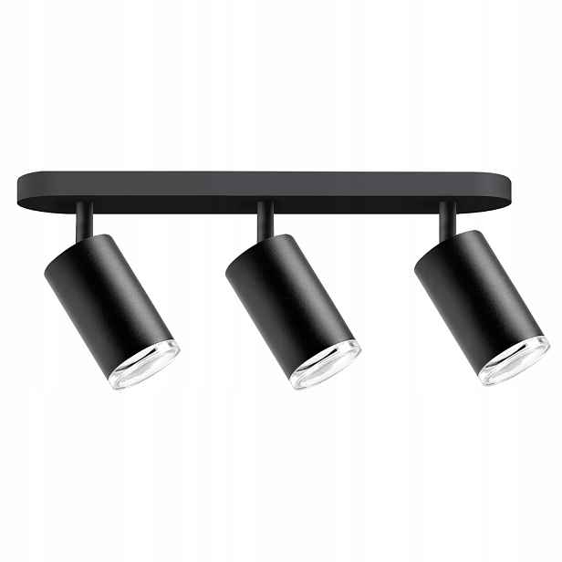Stropní nástěnná lampa 3 reflektory černá voděodolná trojitá Polux