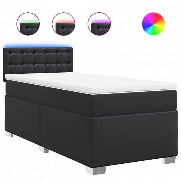 vidaXL Box spring postel s matrací černá 90x190 cm umělá kůže