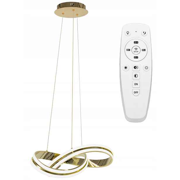 Závěsné Stropní Svítidlo Metal Ring Gold Led Dálkový Ovladač