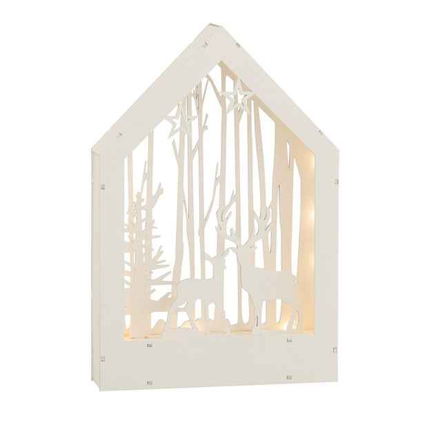 Dřevěná svítící dekorace jelen v lese - 24*5*34 cm J-Line by Jolipa