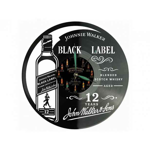 Johnnie Walker Vinyl Nástěnné hodiny Vinylová deska Unikátní dekorace pro fanoušky