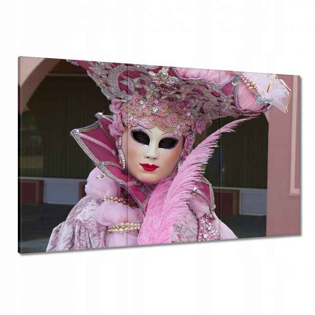 Obrazy 120x80 Růžová karnevalová maska