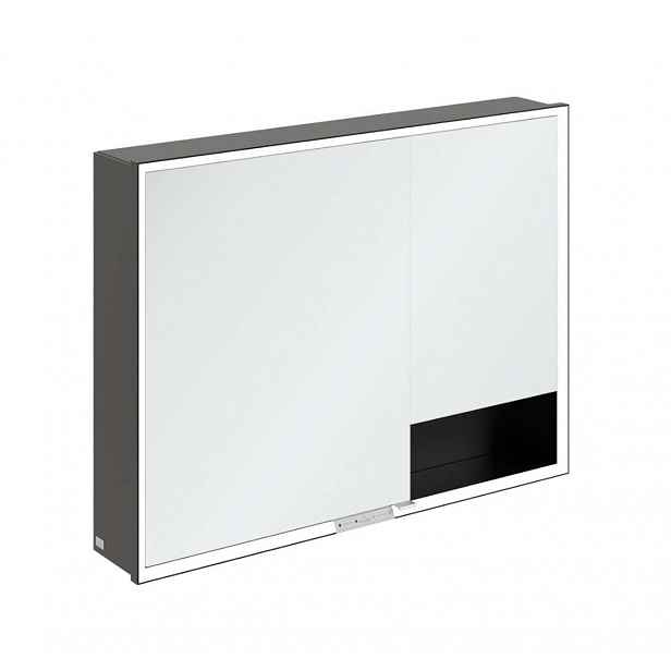 Villeroy & Boch My View+ - Zrcadlová skříňka s LED osvětlením 100x75x17 cm, 2 dvířka, matná černá B4811000
