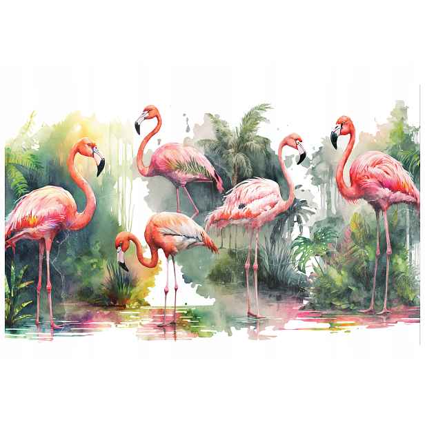 Fototapeta Růžové plameňáci akvarel tropy elegance 368x254 lepidlo