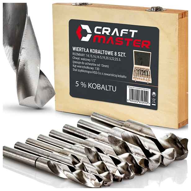 Vrtáky Do Kovu Komplet 14-25.5 mm Kobaltové pro ocel HSS-5% kobaltu