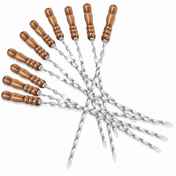 10 X Špízy Na Špízy Grilovací Jehly Nerezové 600/12/3 MM Leštěné