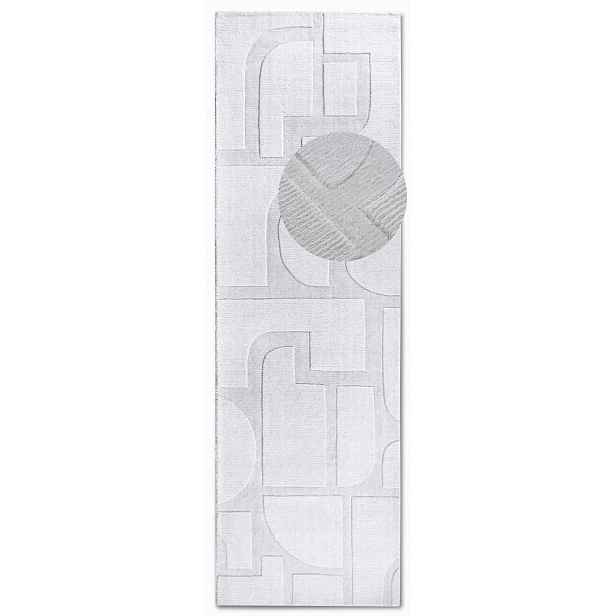 Koberec Běhoun do chodby 80x250 cm, krémový, moderní 3D vzor