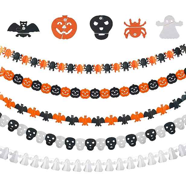 Girlanda Duchové Halloween 12 Ks Papírový Závěsný Banner Se Stuhou