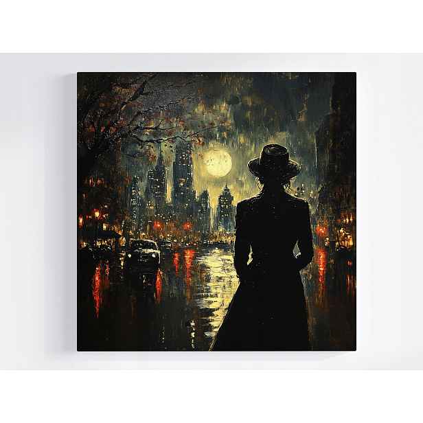 Obraz Na Plátně Canvas Noc Večer Měsíc Úplněk Město Žena 50x50