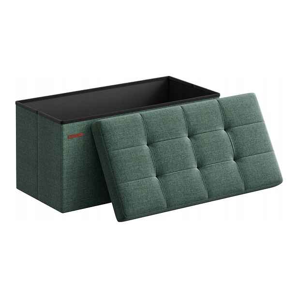 Songmics Taburet s úložným prostorem Sedátko do obývacího pokoje Vintage Zelená 89 L 300 kg