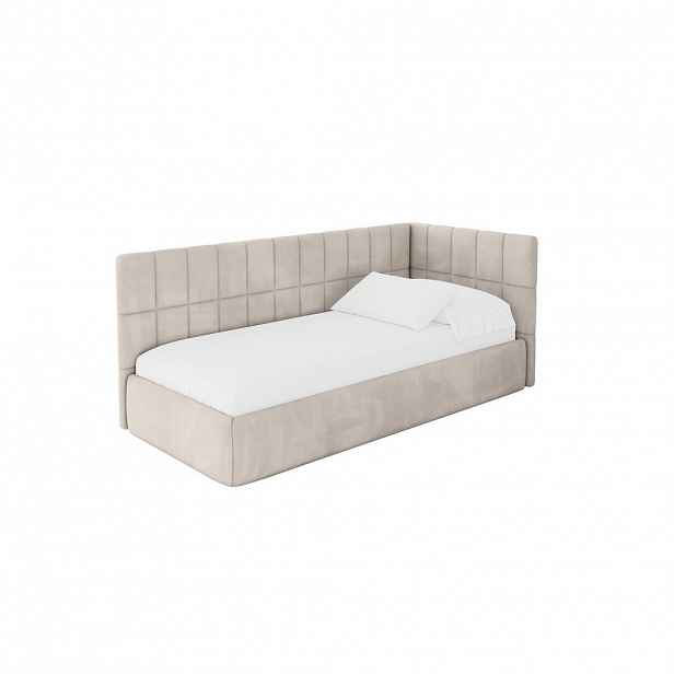 ALTDECOR JEDNOLŮŽKOVÁ POSTEL pro mládež s úložným prostorem, vlevo - TULY 100x200 béžová
