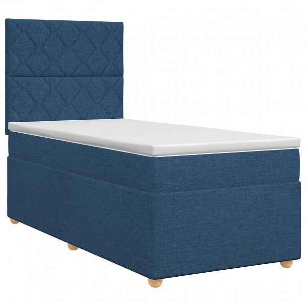 vidaXL Postel boxspring s matrací s čelo Modrá 80 x 200 cm Textil