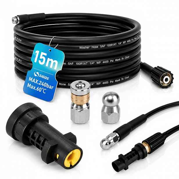 Hadice na čištění kanalizace 15 m 240 bar pro myčku Karcher K2 K7
