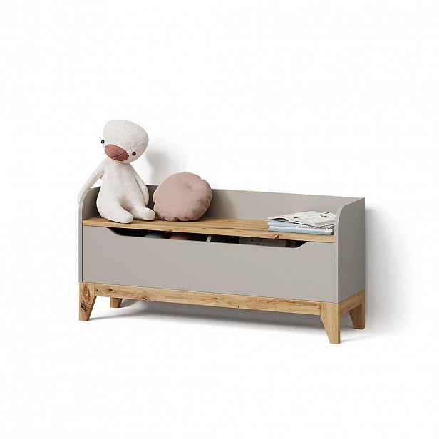 Livinity® KOMODA NA HRAČKY Malia Kašmír/Řemeselné 107.2 x 50 cm s lavicí